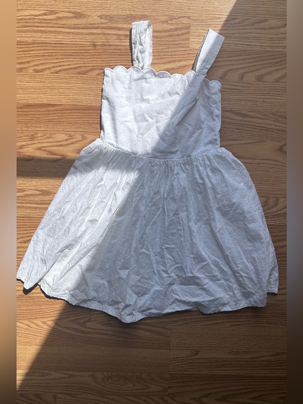 Hope & Henry Girls' Scallop Edge Summer Dress White Size 6 BNWT